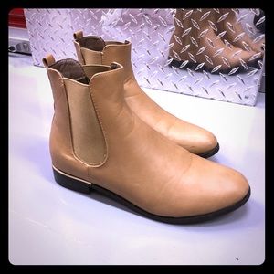 Tan faux leather ankle boots